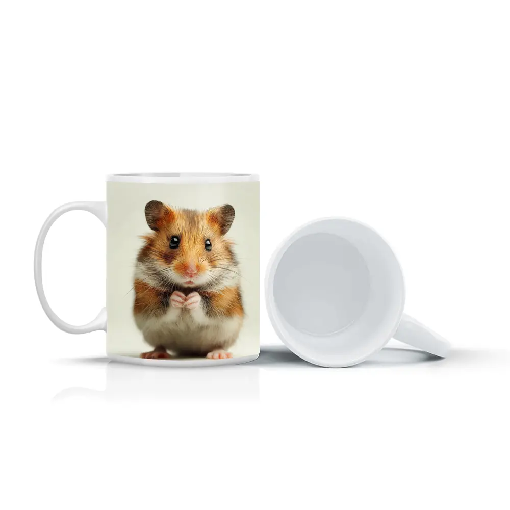 Syrian Hamster Portrait On White Background – Mugs