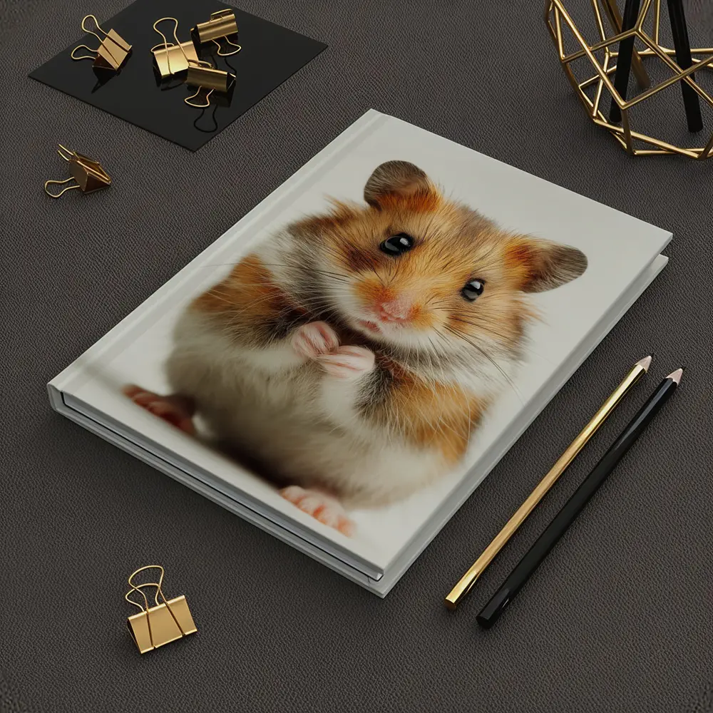 Syrian Hamster Portrait On White Background – Notebooks