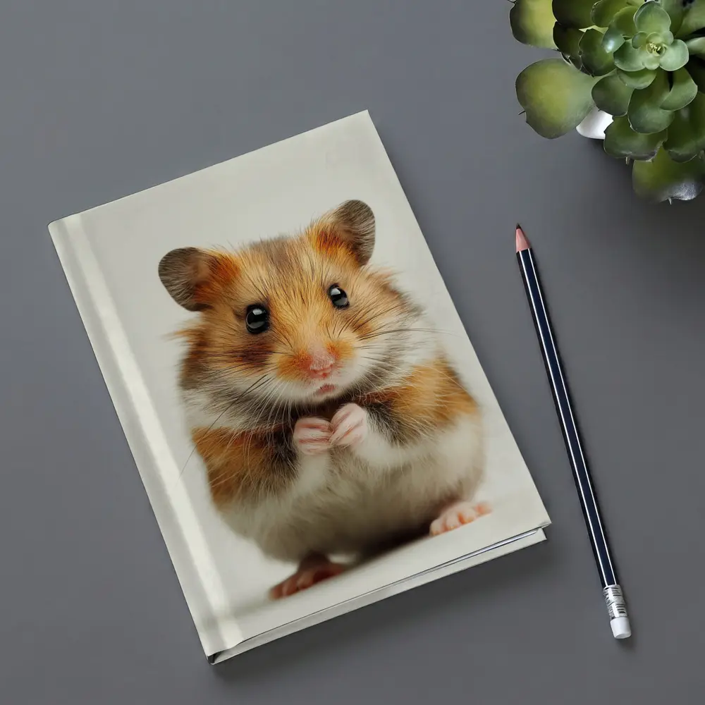 Syrian Hamster Portrait On White Background – Notebooks