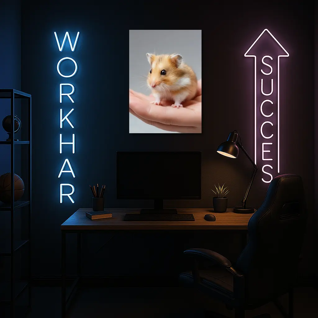 Cute Hamster Sitting On Human Hand – Wall Art
