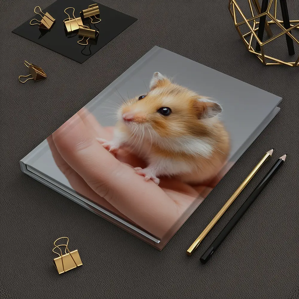 Cute Hamster Sitting On Human Hand – Notebooks