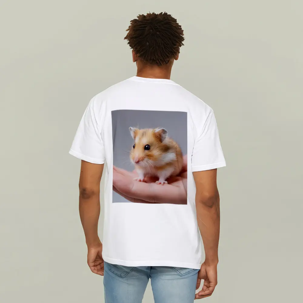 Cute Hamster Sitting On Human Hand – T-Shirts