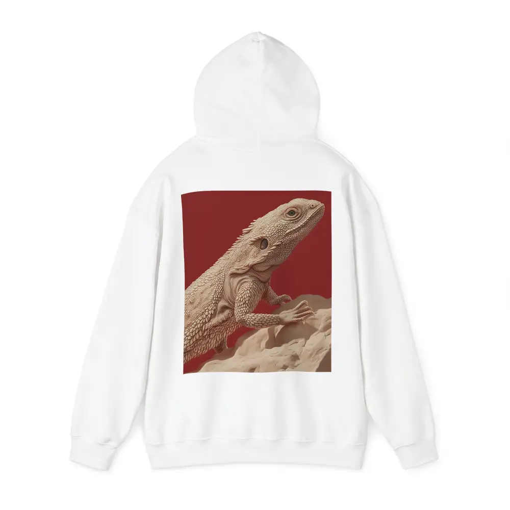 Bearded Dragon Lizard On Red Background – Hoodies