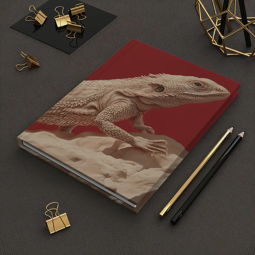 Bearded Dragon Lizard On Red Background – Notebooks