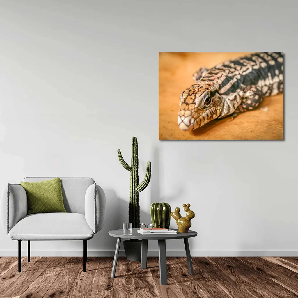 Argentine Black White Tegu Lizard Wood – Wall Art