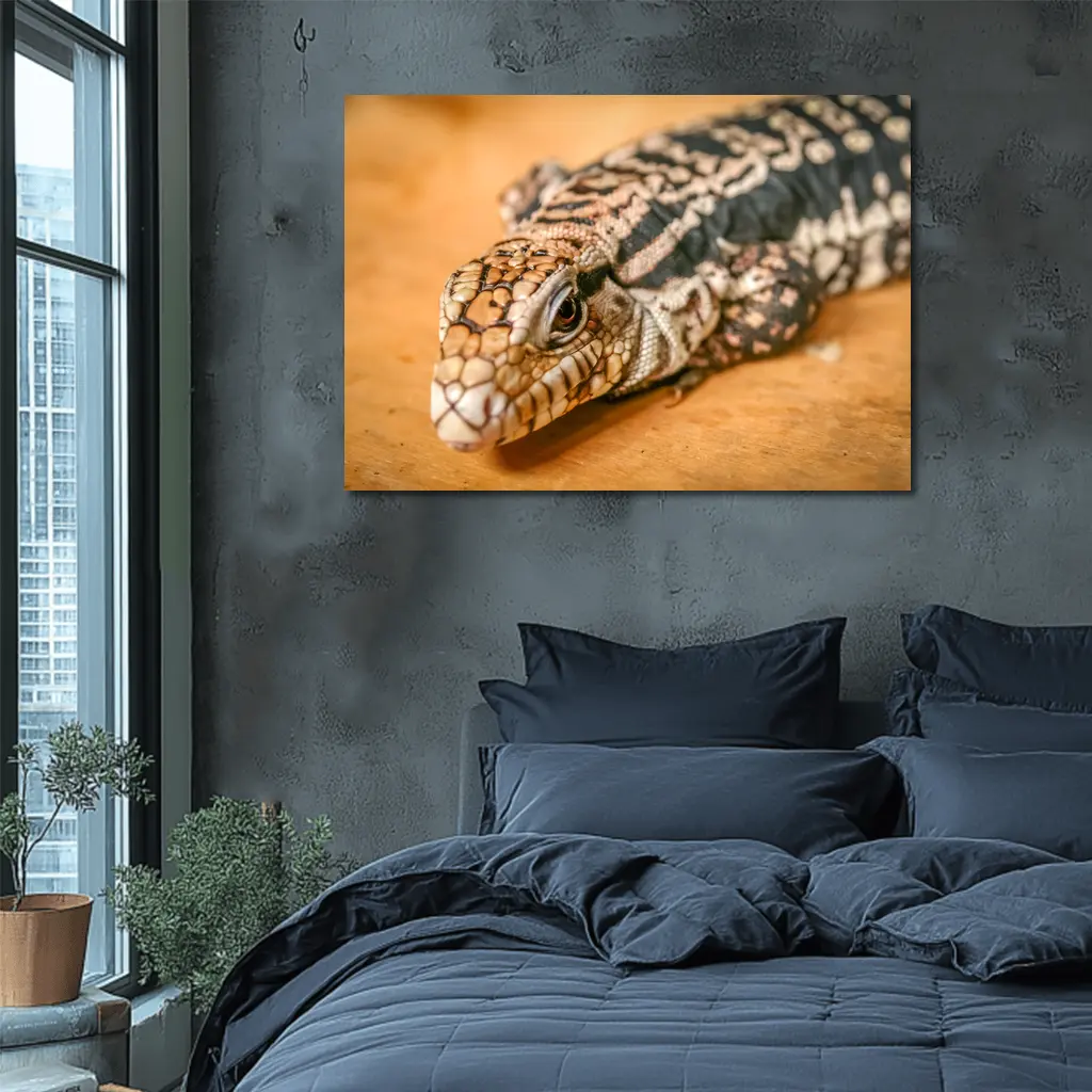 Argentine Black White Tegu Lizard Wood – Wall Art
