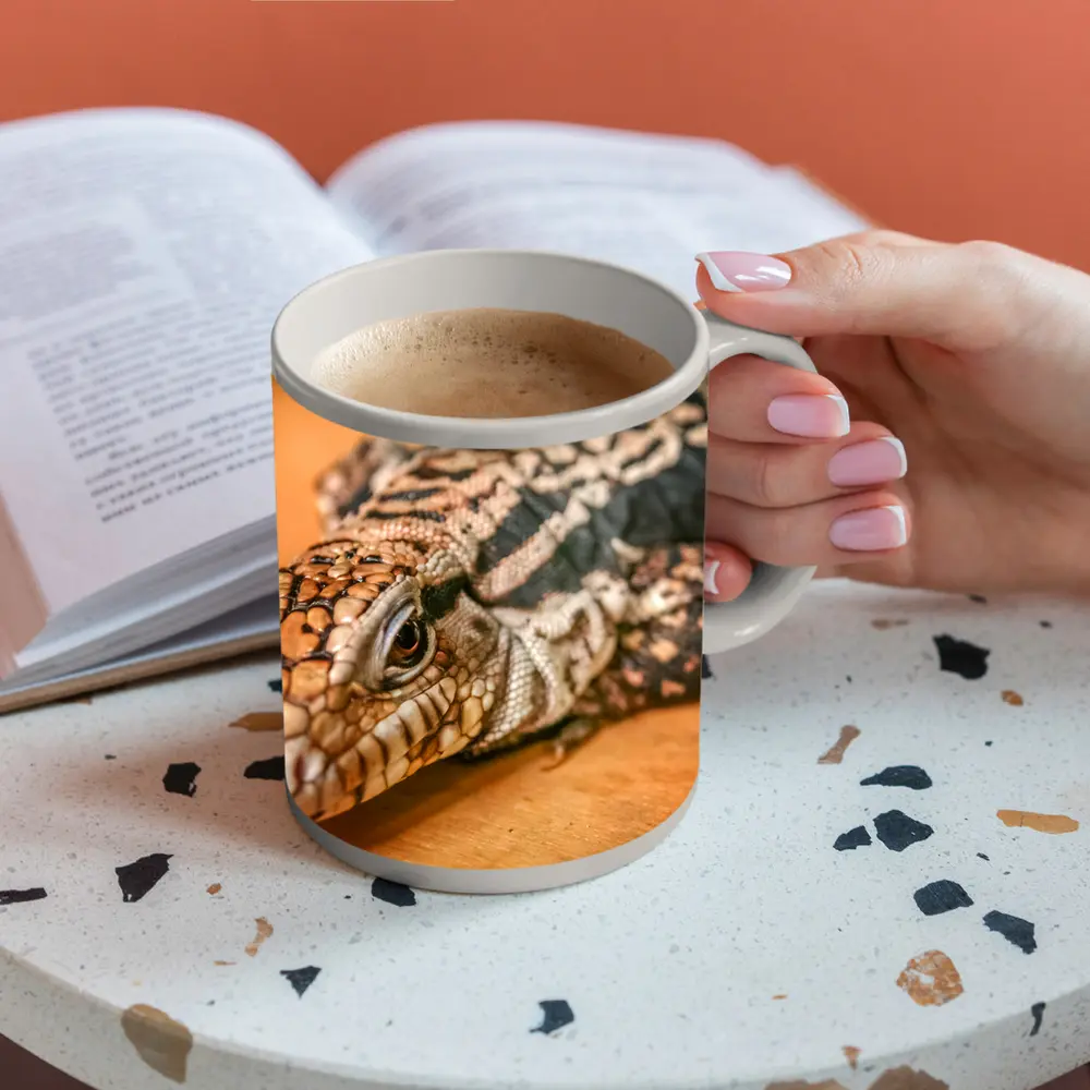 Argentine Black White Tegu Lizard Wood – Mugs