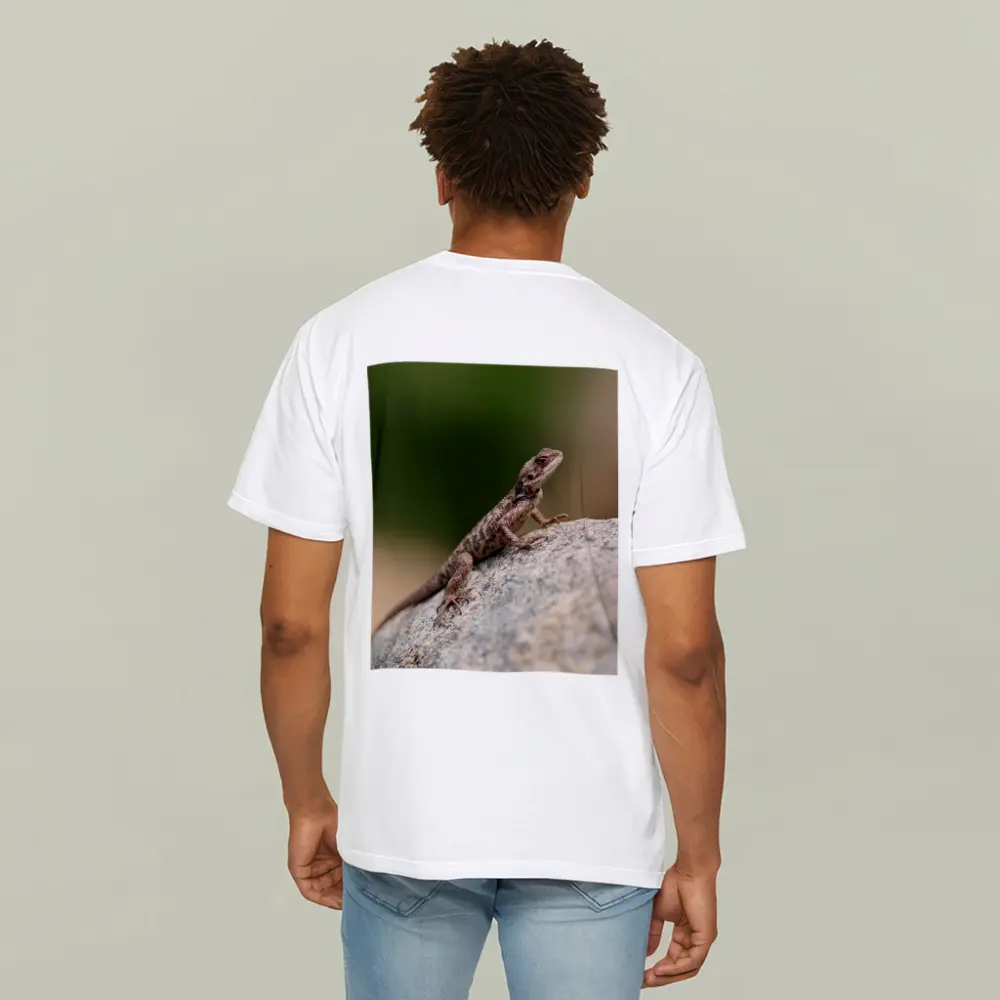 Brown Lizard Perched On Rock Outdoors – T-Shirts