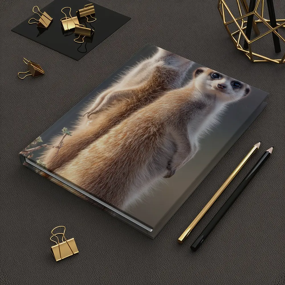 Two Meerkats Standing Alert Desert Background – Notebooks