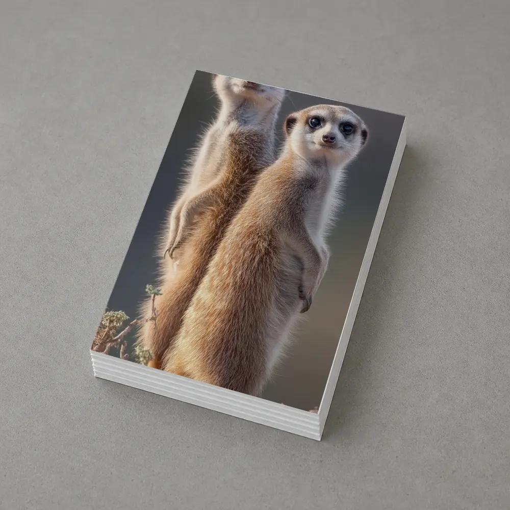 Two Meerkats Standing Alert Desert Background – Postcards