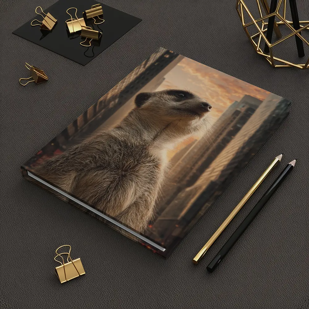 Meerkat Standing Tall City Skyline Sunset – Notebooks