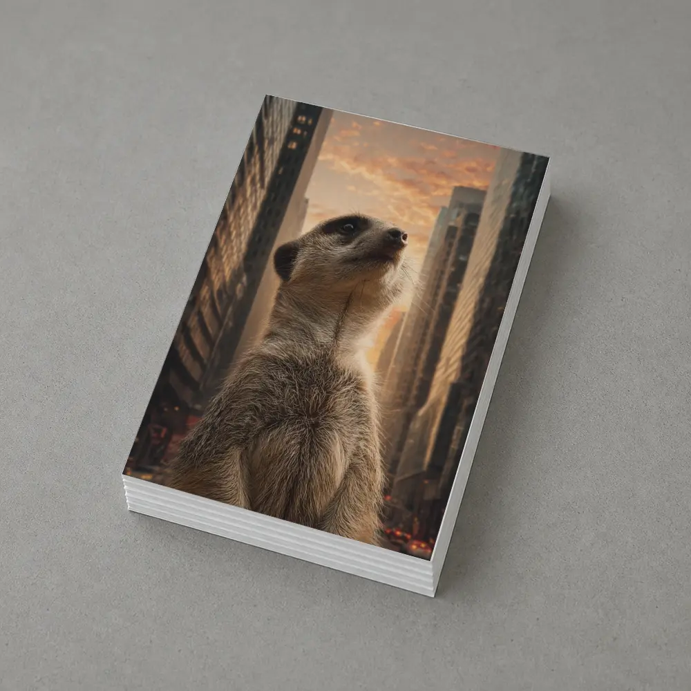 Meerkat Standing Tall City Skyline Sunset – Postcards