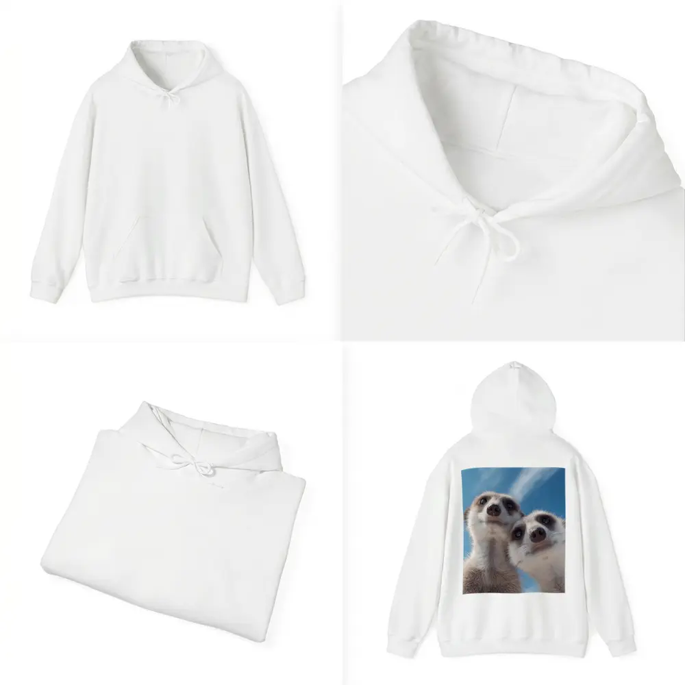 Two Meerkats Looking Up Blue Sky – Hoodies