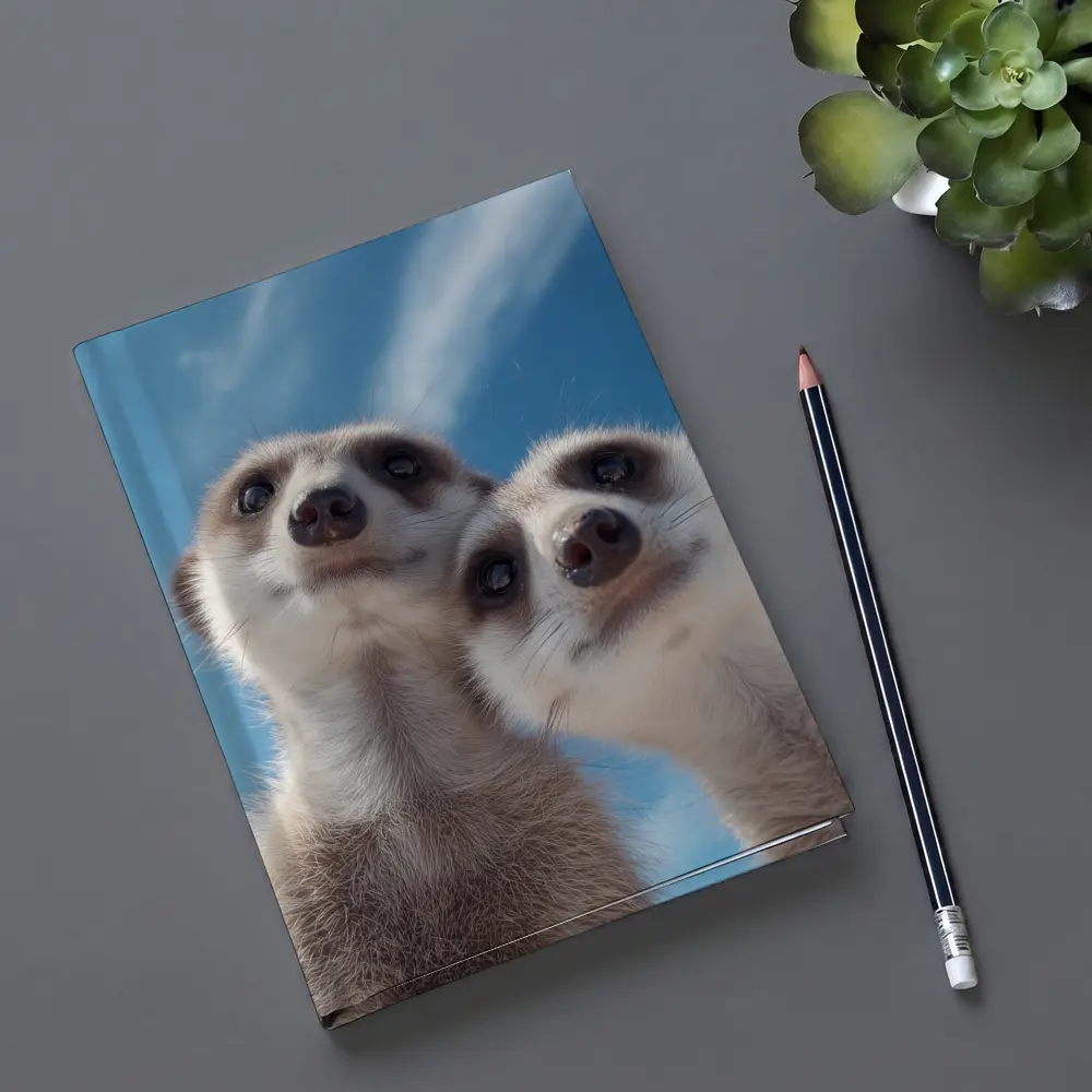 Two Meerkats Looking Up Blue Sky – Notebooks