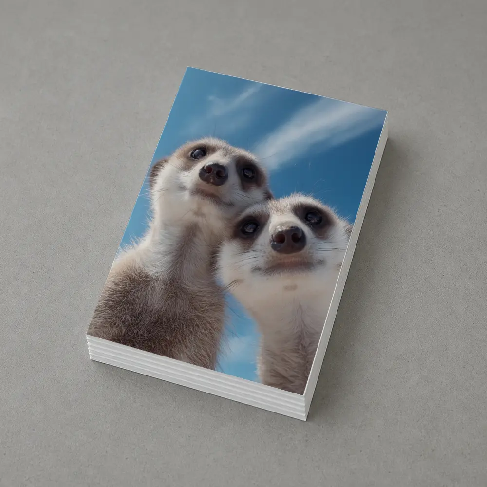 Two Meerkats Looking Up Blue Sky – Postcards