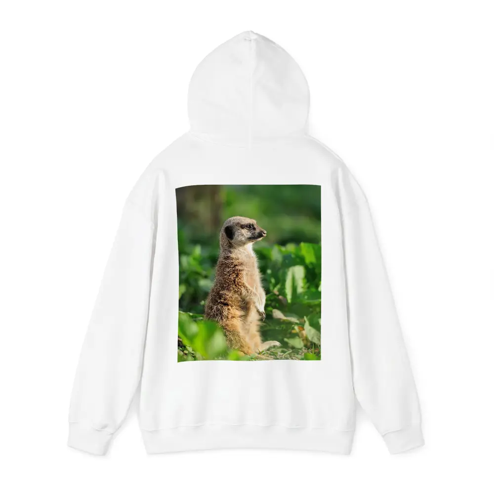 Meerkat Standing Alert In Green Foliage – Hoodies