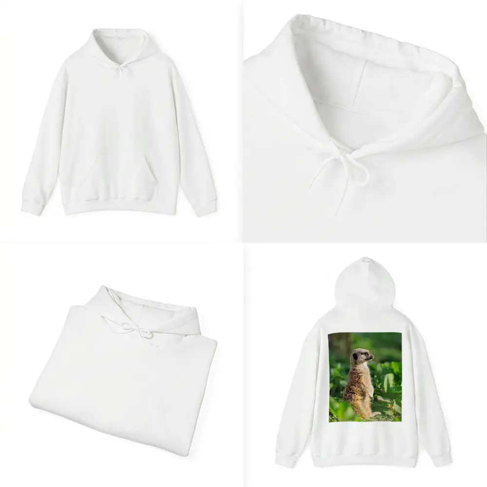 Meerkat Standing Alert In Green Foliage – Hoodies