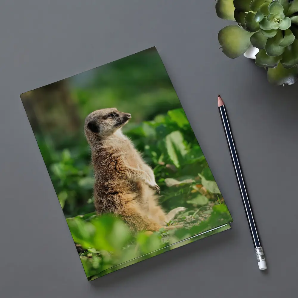 Meerkat Standing Alert In Green Foliage – Notebooks