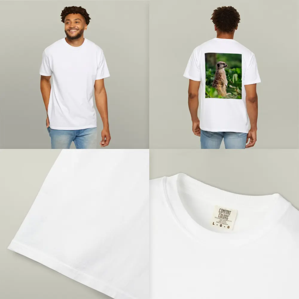 Meerkat Standing Alert In Green Foliage – T-Shirts
