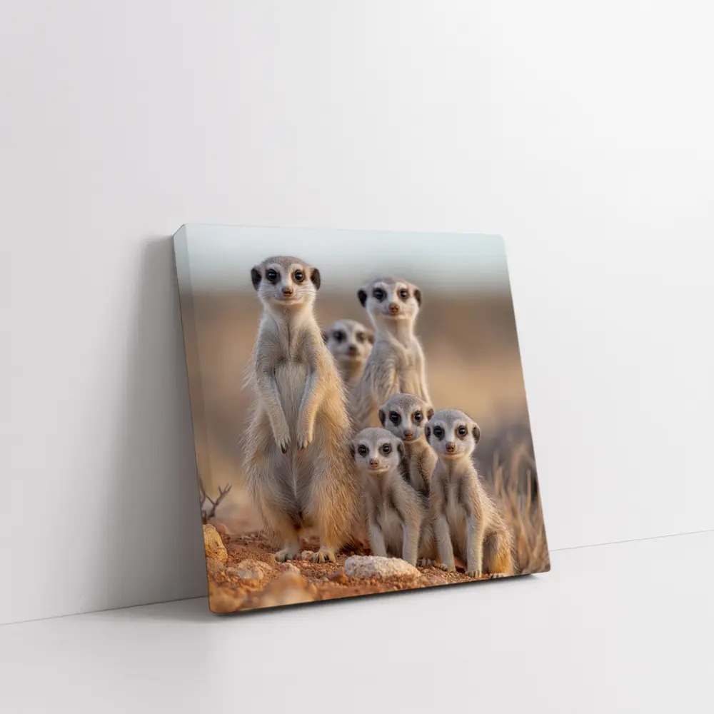 Meerkat Family Group Desert Sandy Landscape – Wall Art