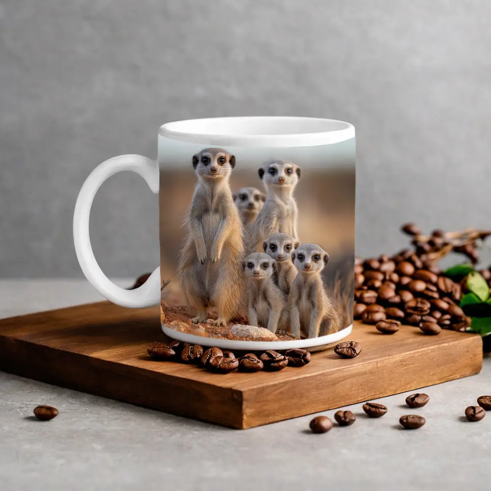Meerkat Family Group Desert Sandy Landscape – Mugs
