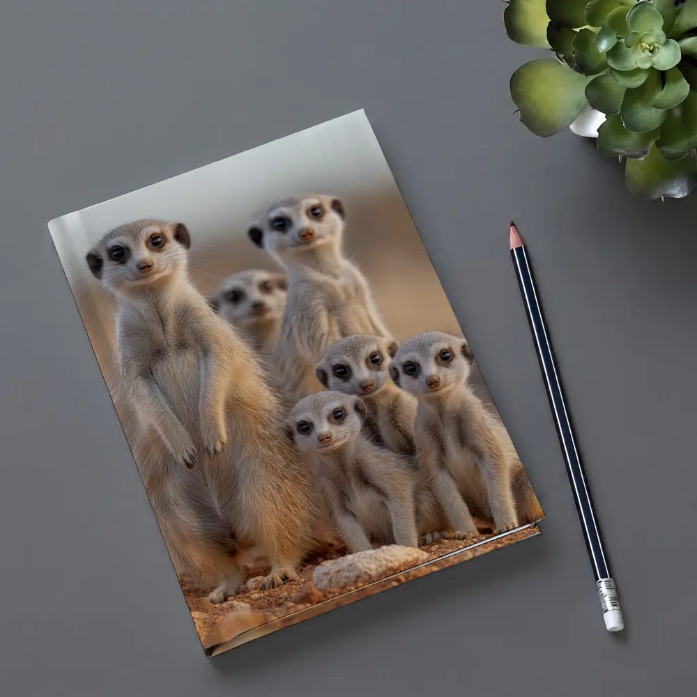 Meerkat Family Group Desert Sandy Landscape – Notebooks