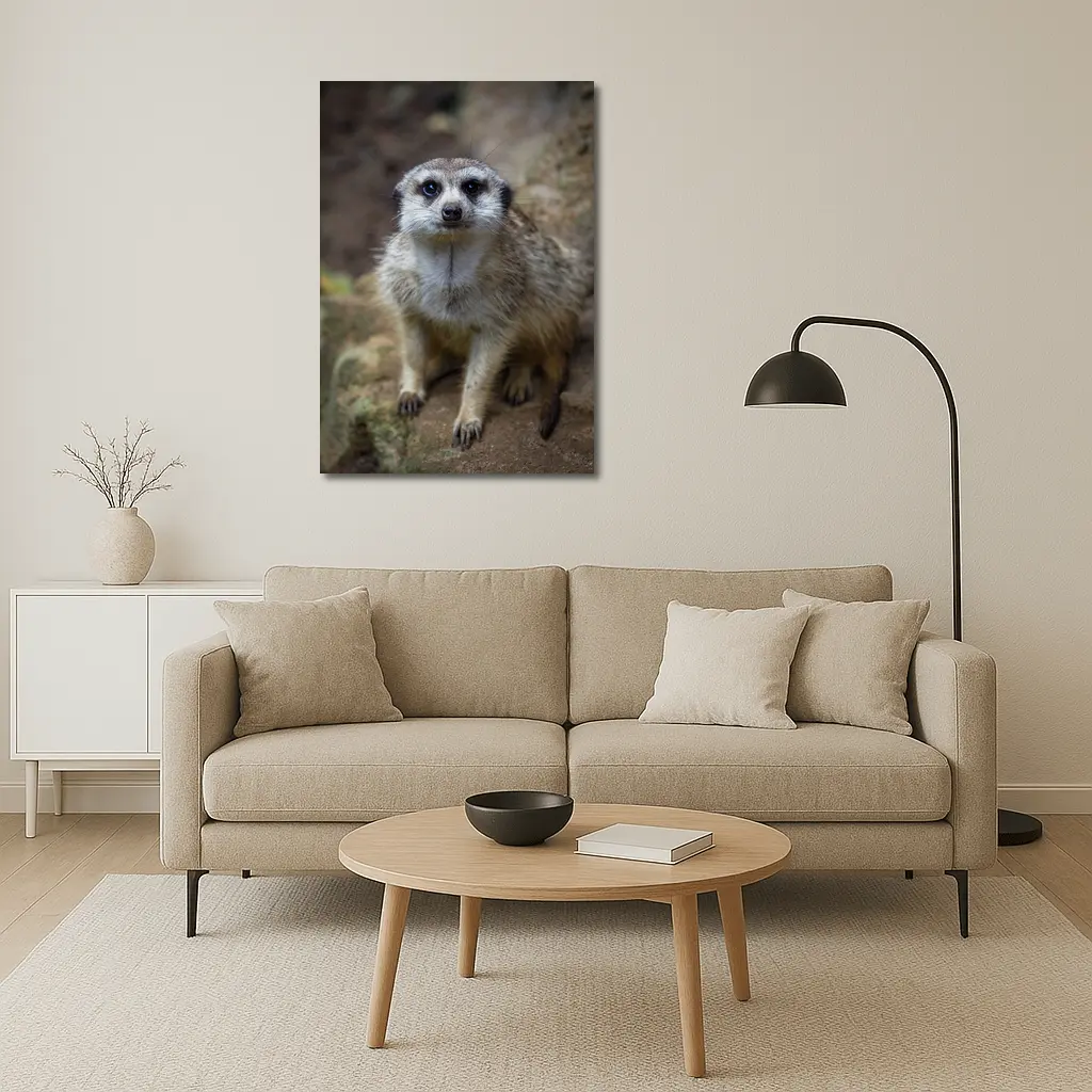 Meerkat Portrait Rocky Natural Habitat Background – Wall Art