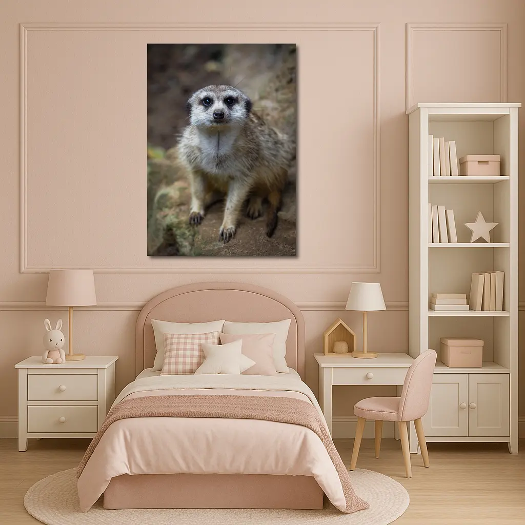 Meerkat Portrait Rocky Natural Habitat Background – Wall Art
