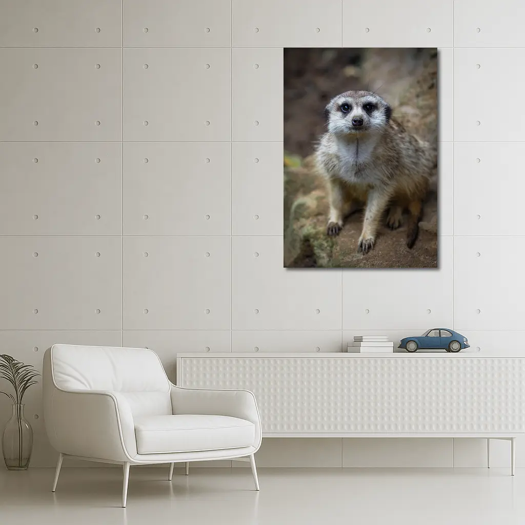 Meerkat Portrait Rocky Natural Habitat Background – Wall Art
