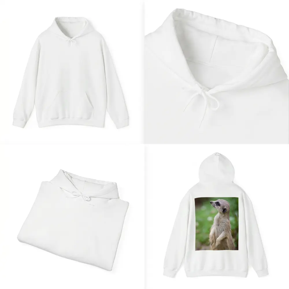 Meerkat Standing Alert Green Nature Background – Hoodies