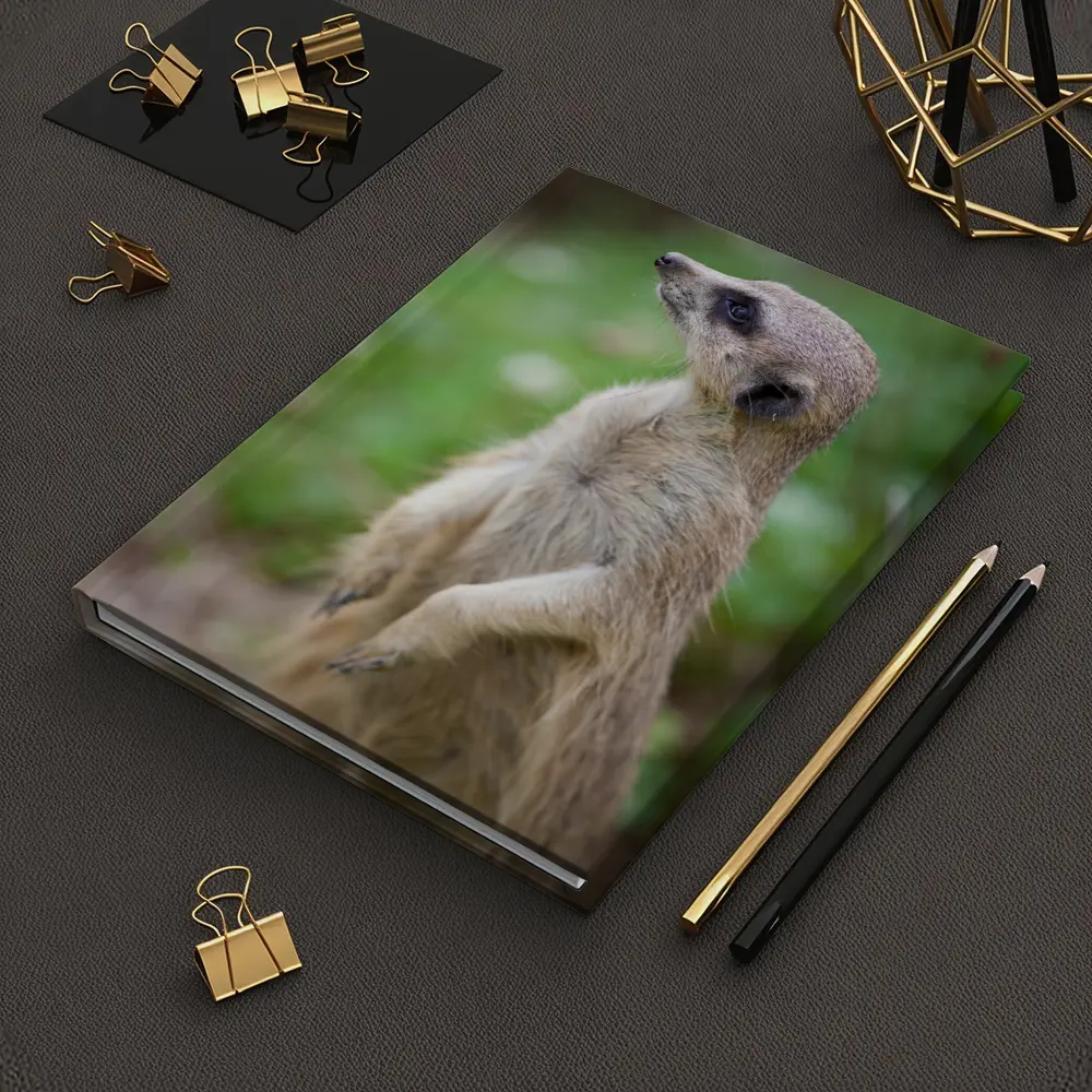 Meerkat Standing Alert Green Nature Background – Notebooks