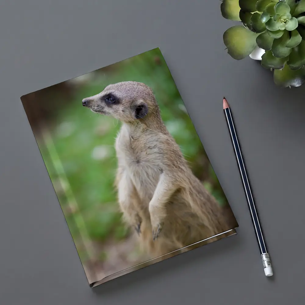 Meerkat Standing Alert Green Nature Background – Notebooks