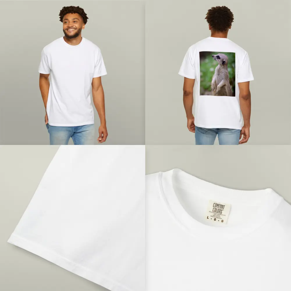 Meerkat Standing Alert Green Nature Background – T-Shirts