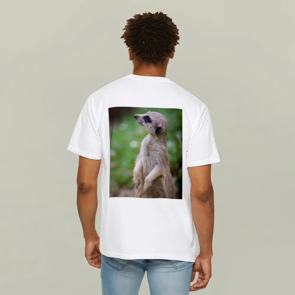 Meerkat Standing Alert Green Nature Background – T-Shirts