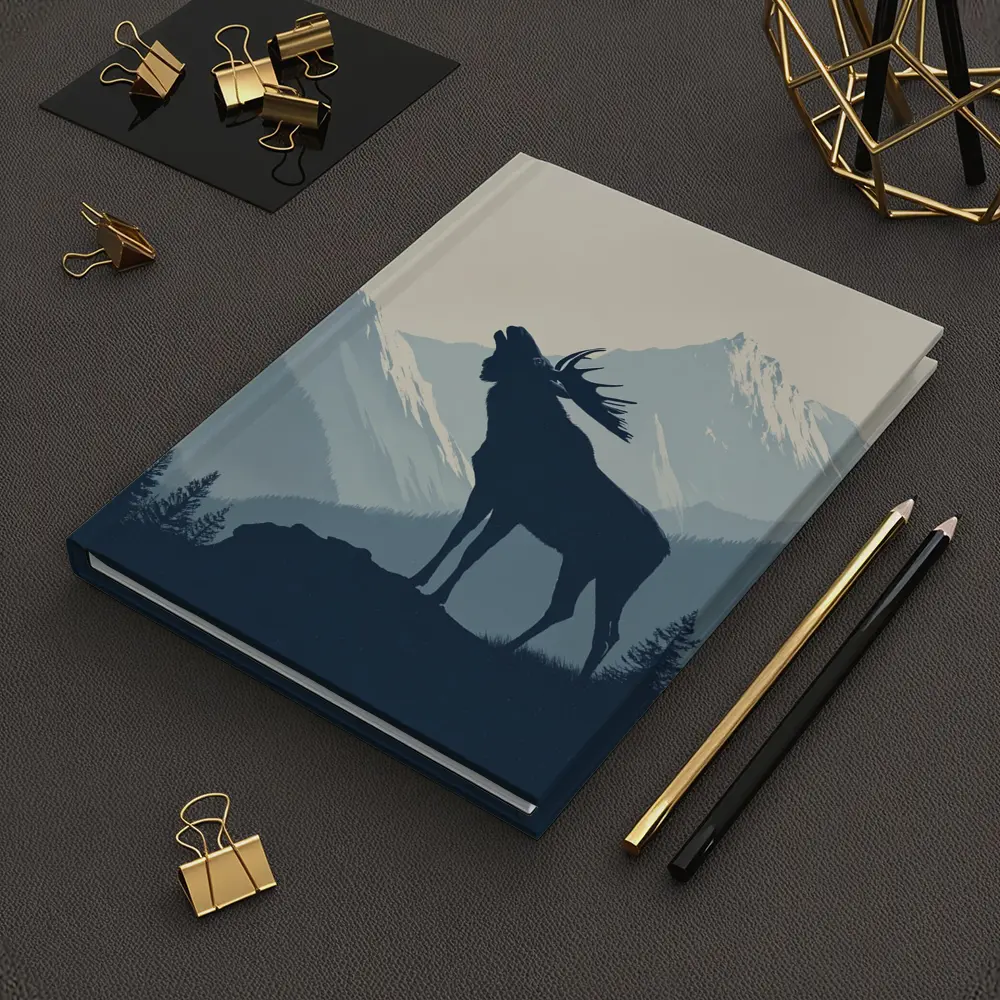 Moose Silhouette Howling Mountain Forest Landscape – Notebooks