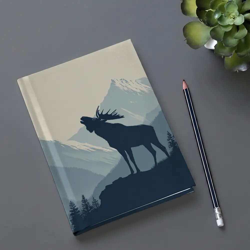 Moose Silhouette Howling Mountain Forest Landscape – Notebooks