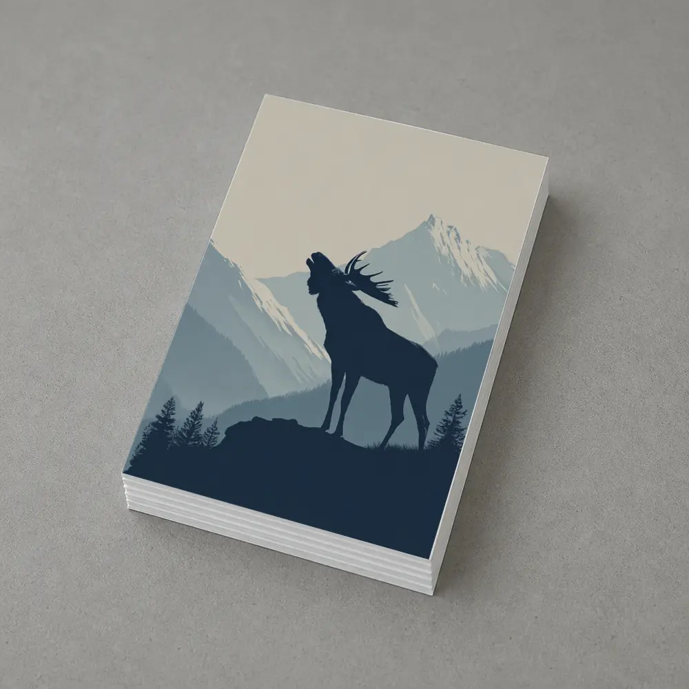 Moose Silhouette Howling Mountain Forest Landscape – Postcards