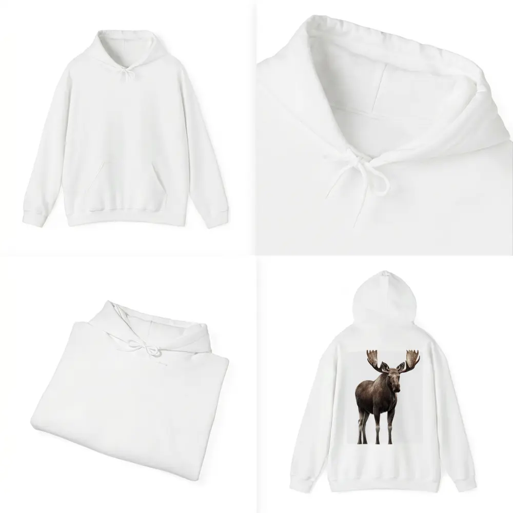 Bull Moose Standing On White Background – Hoodies