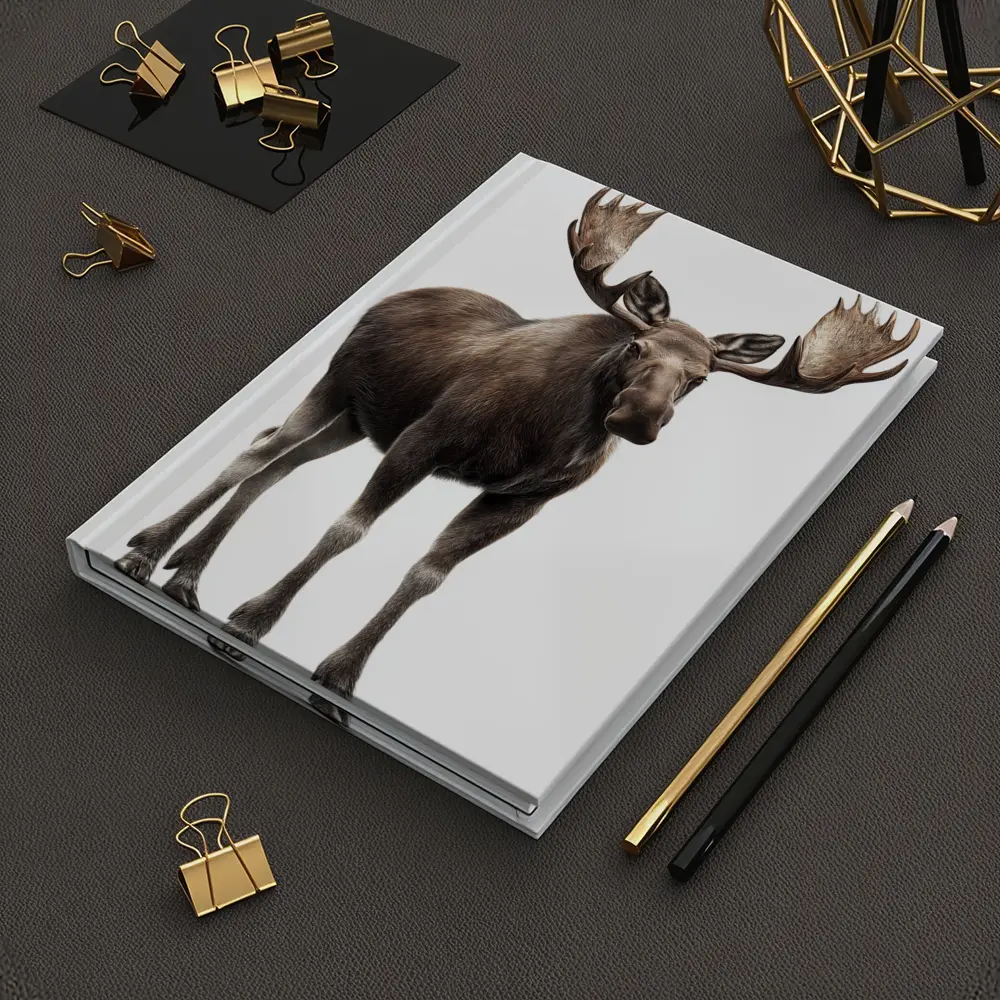 Bull Moose Standing On White Background – Notebooks