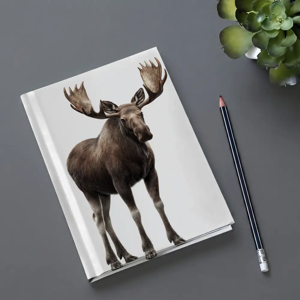 Bull Moose Standing On White Background – Notebooks