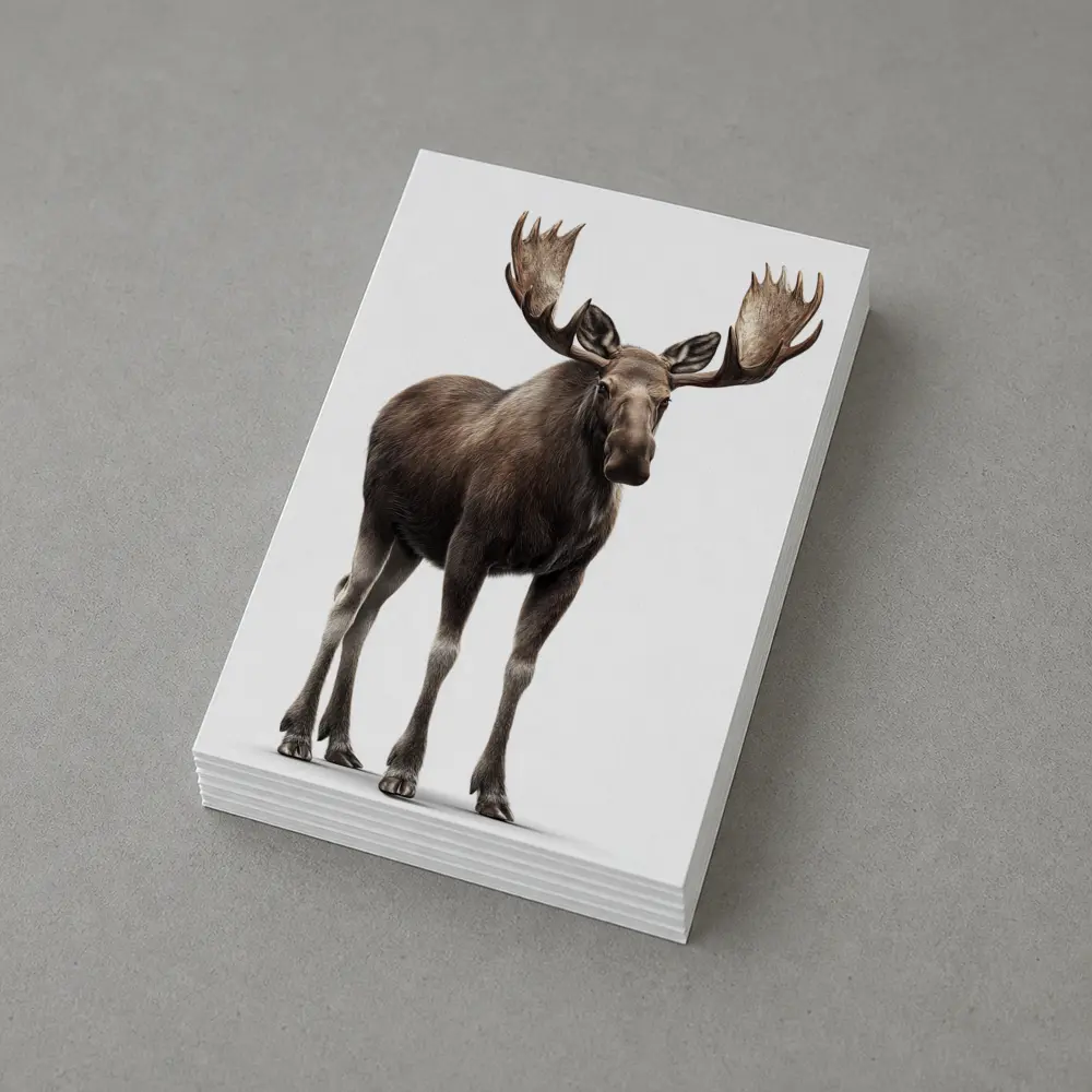 Bull Moose Standing On White Background – Postcards