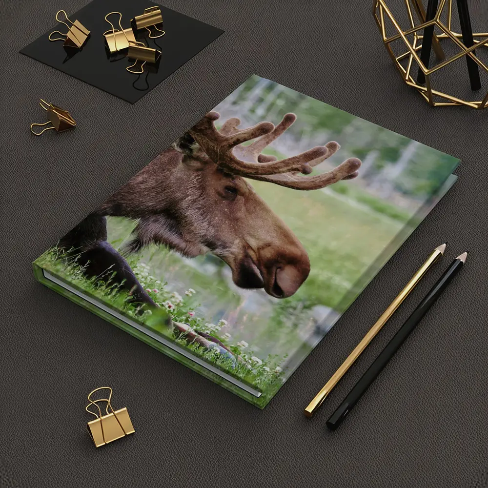 Bull Moose Resting in Green Meadow – Notebooks