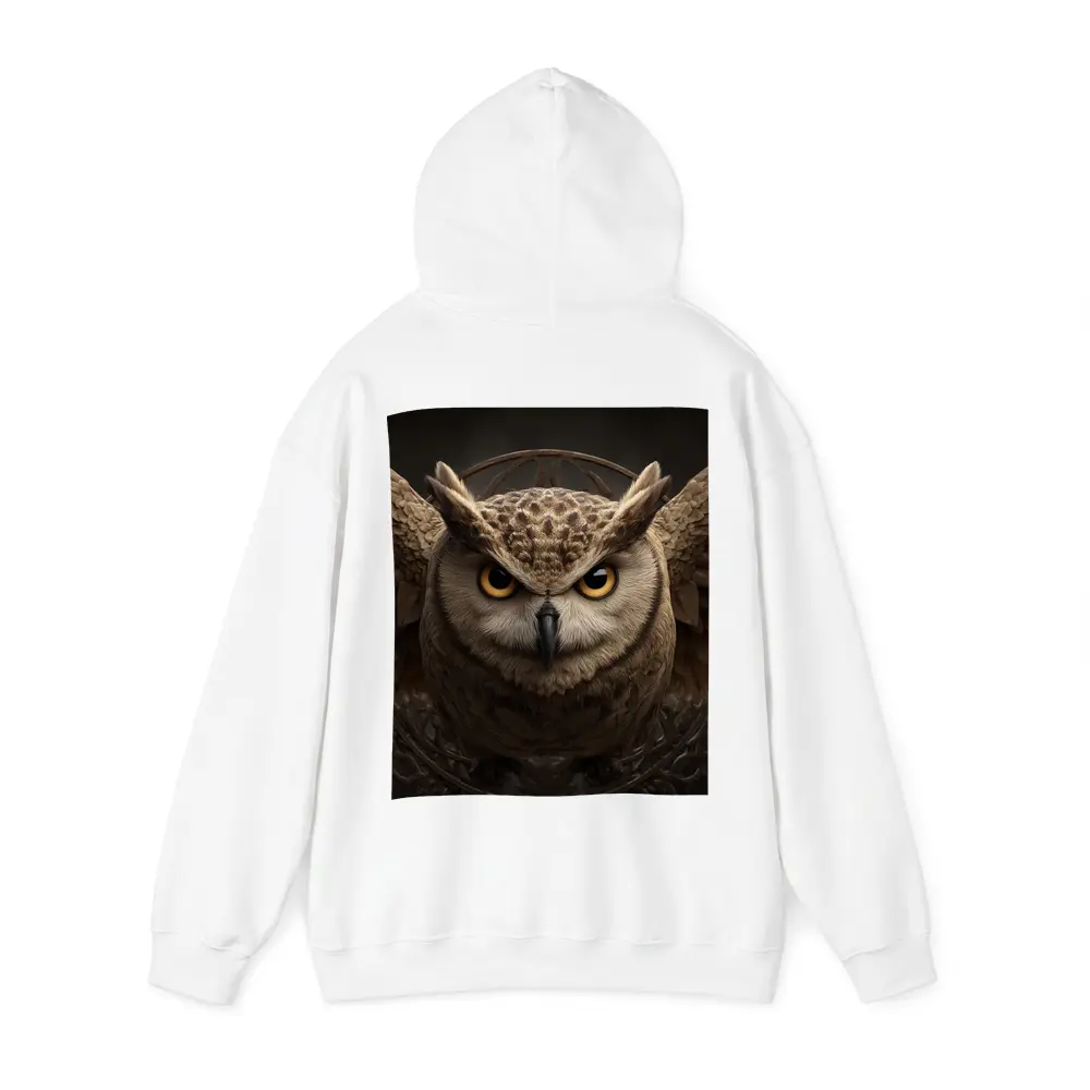 Great Horned Owl Wings Spread Dark Background – Hoodies