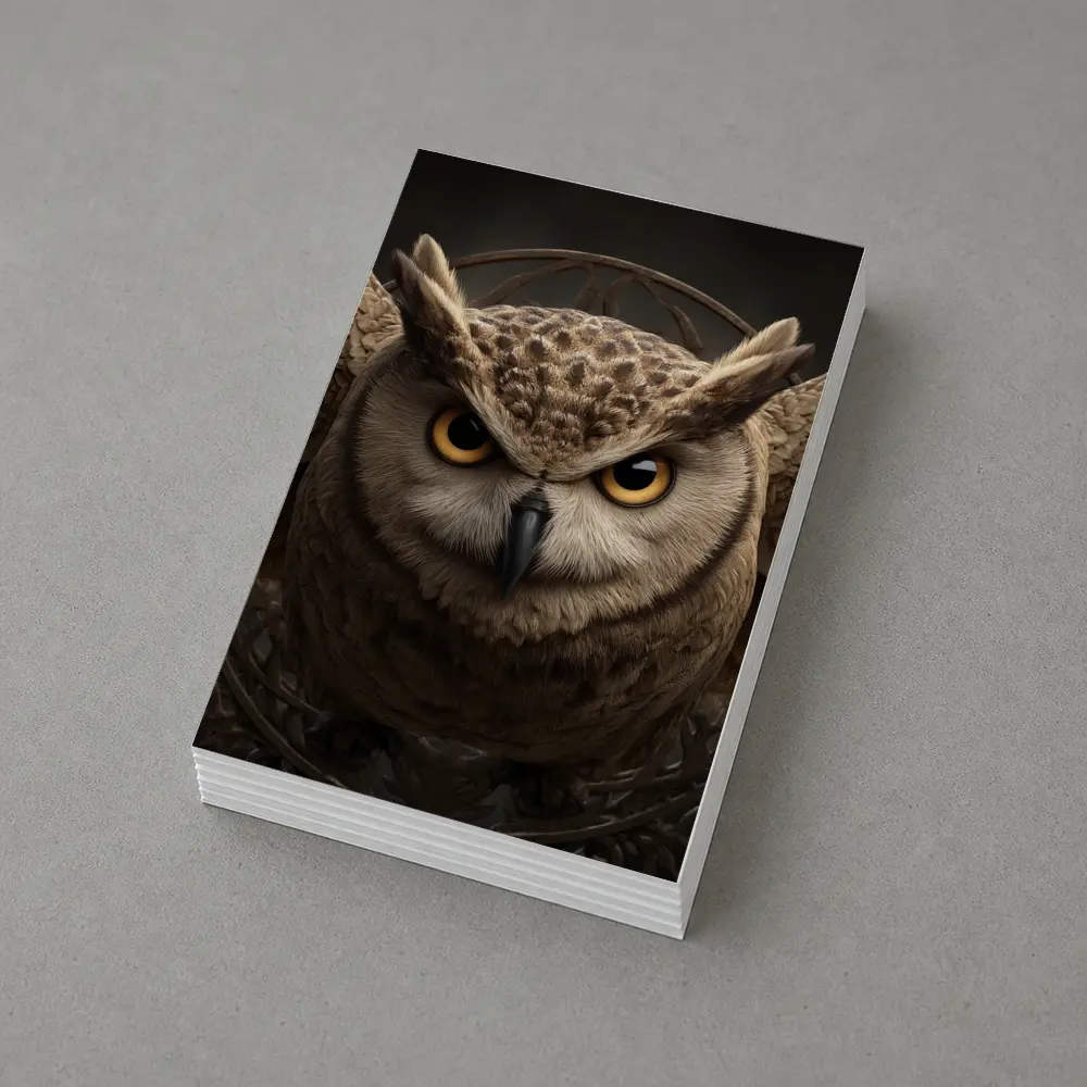 Great Horned Owl Wings Spread Dark Background – Postcards