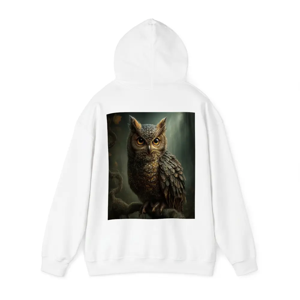 Great Horned Owl Perched Dark Forest – Hoodies