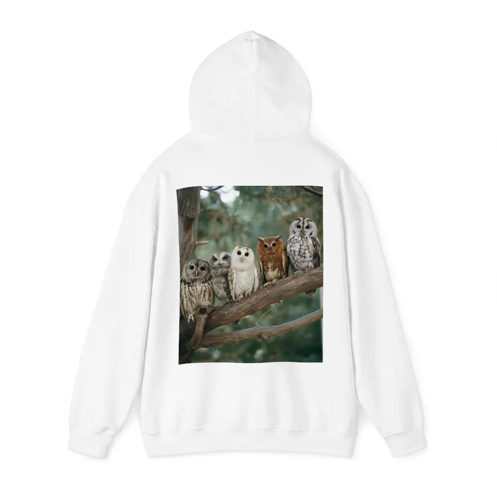 Five Owls Perched On Branch Forest – Hoodies