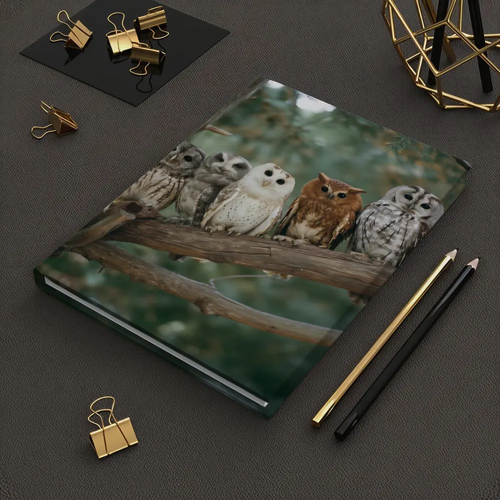 Five Owls Perched On Branch Forest – Notebooks
