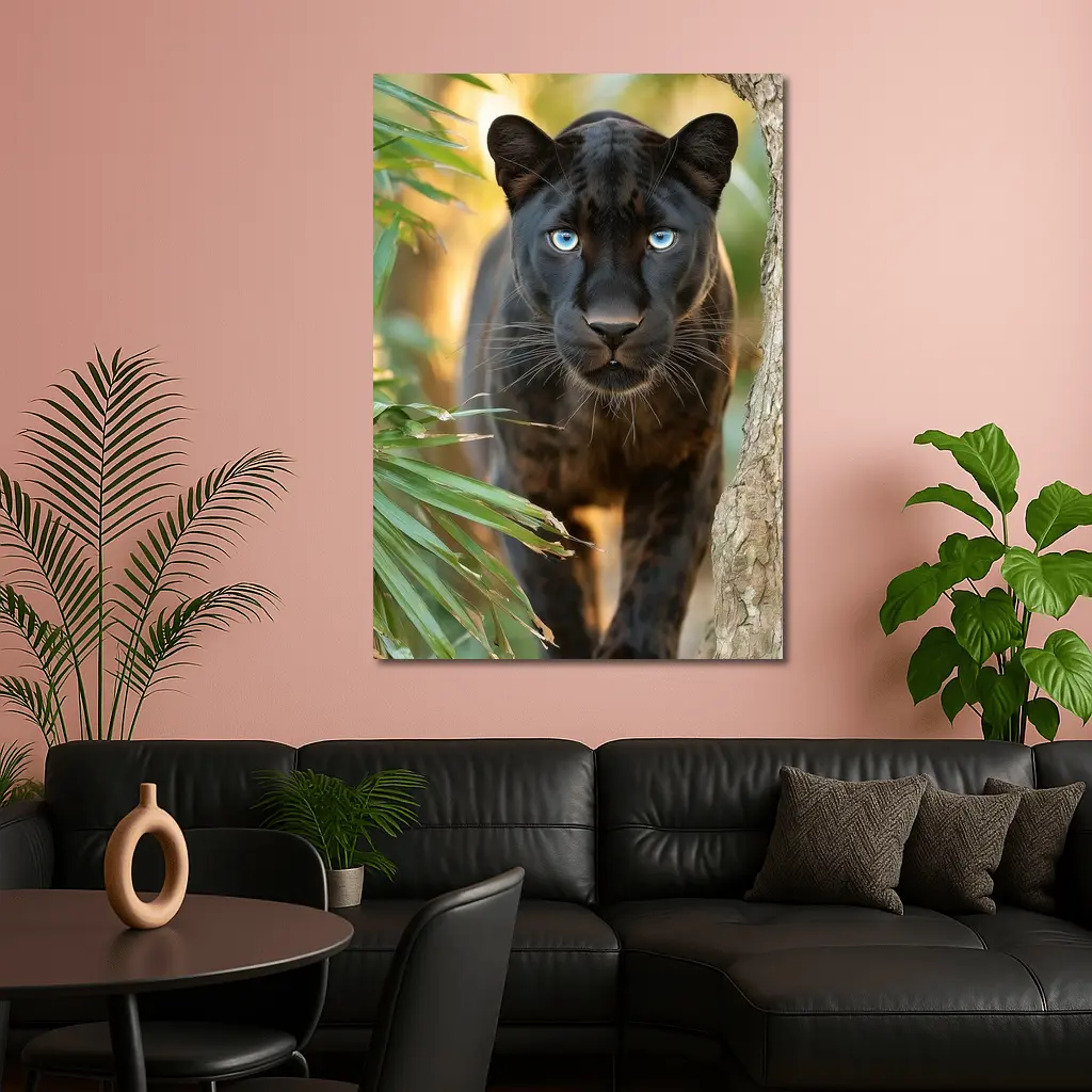 Black Panther Blue Eyes Jungle Forest – Wall Art