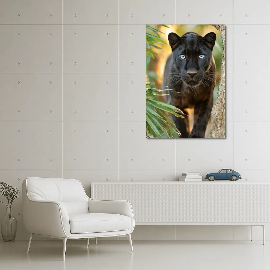 Black Panther Blue Eyes Jungle Forest – Wall Art