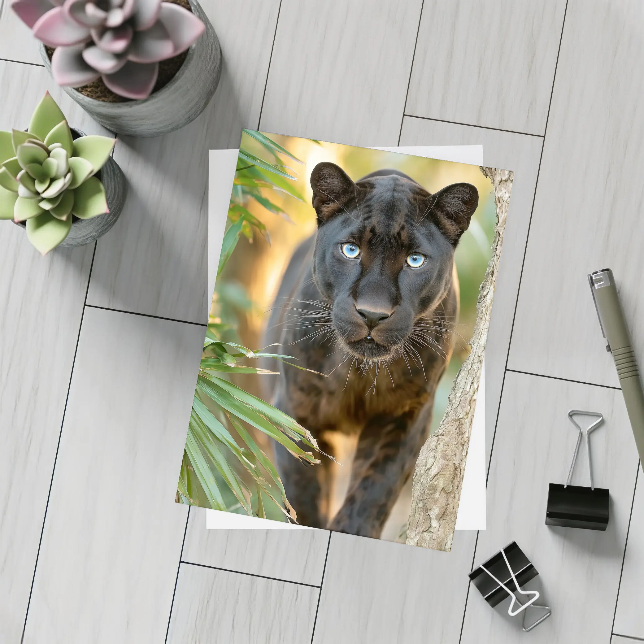 Black Panther Blue Eyes Jungle Forest – Postcards